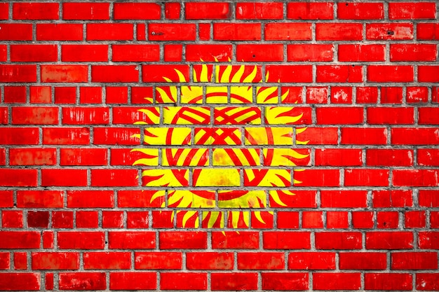 그런 지 벽돌 배경에 키르기스스탄의 국기