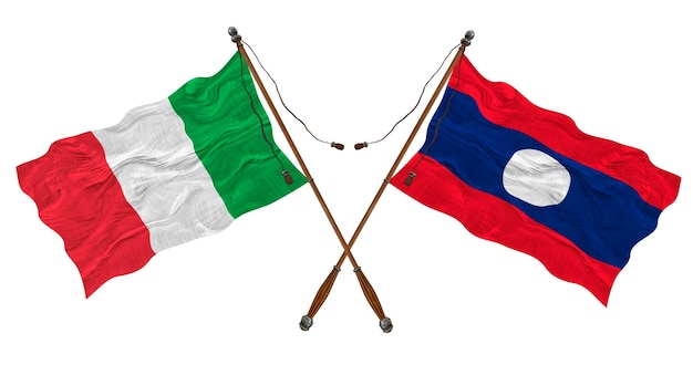 National flag of Laos and Italy Background for designers