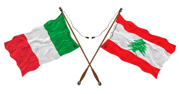 National flag of Lebanon and Italy Background for designers