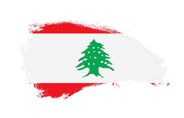 National flag of Lebanon painted with stroke brush on isolated white