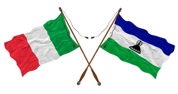 National flag of Lesotho and Italy Background for designers