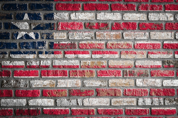 National flag of Liberia on an old brick wall