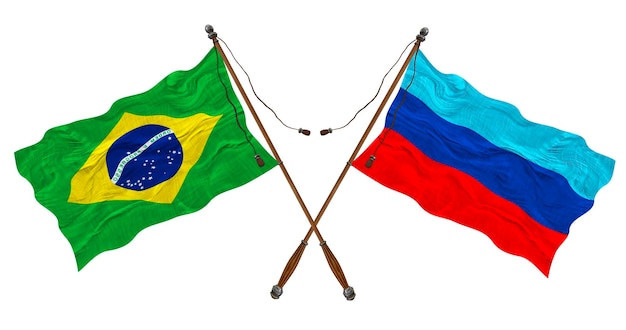 デザイナーのためのルガンスク人民共和国とブラジルの背景の国旗