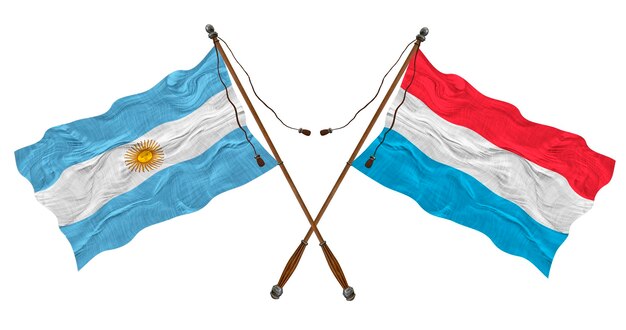 デザイナーのためのルクセンブルクとアルゼンチンの背景の国旗