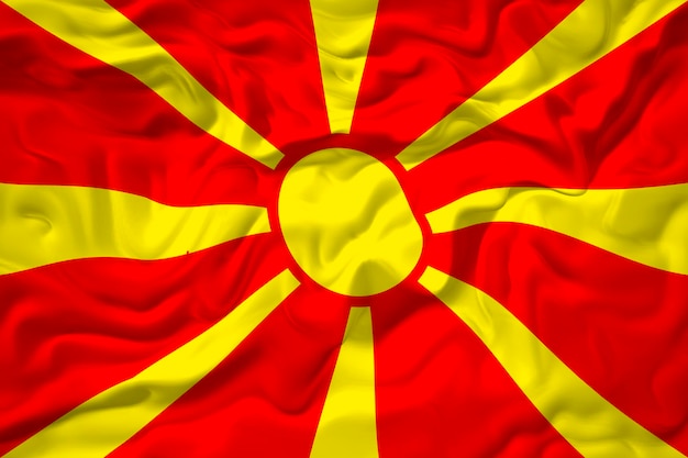 Foto bandiera nazionale della macedonia sfondo con bandiera della macedonia