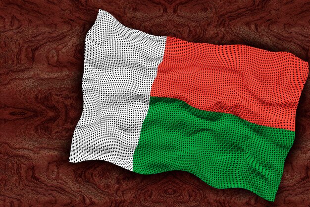 National flag of Madagascar Background with flag of Madagascar