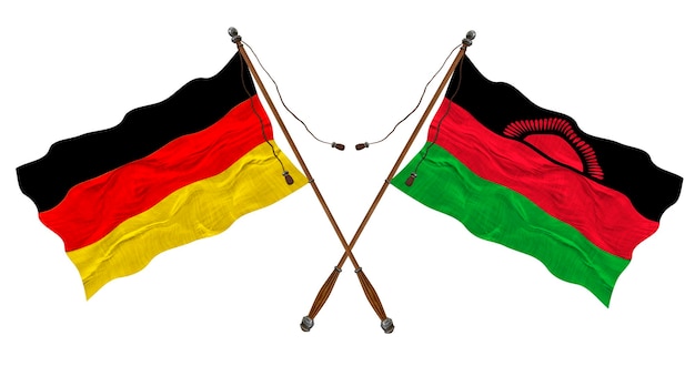 National flag of Malawi and Germany Background for designers