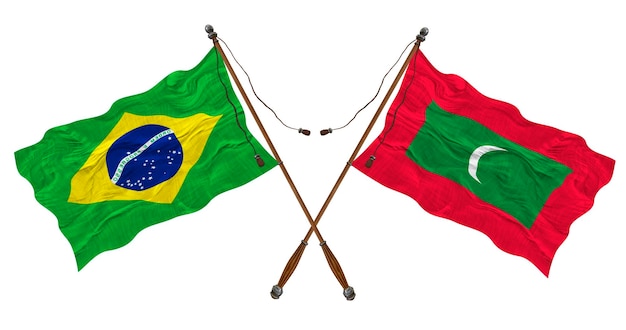 National flag of Maldives and Brazil Background for designers