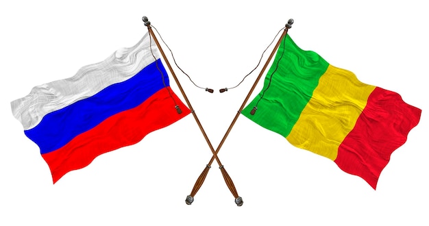 National flag of Mali and Russia Background for designers