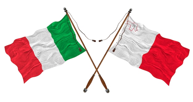 National flag of Malta and Italy Background for designers