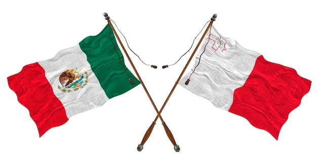 National flag of Malta and Mexico Background for designers