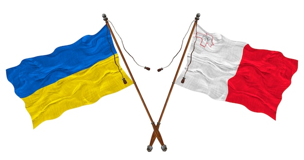 National flag of Malta and Ukraine Background for designers