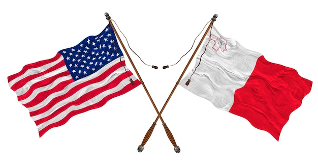 National flag of Malta and United States of America Background for designers