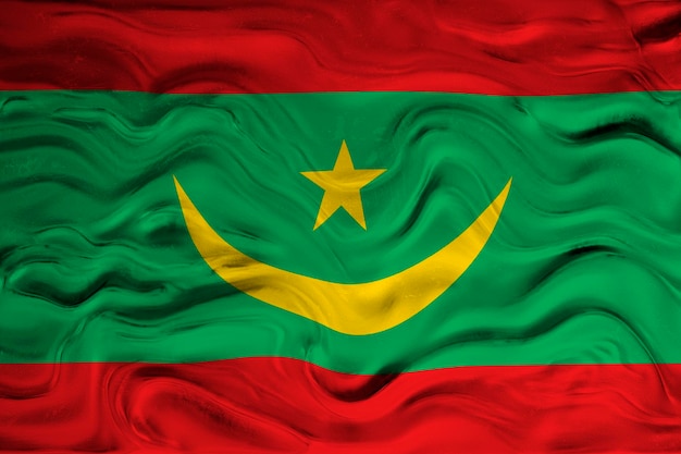 マウリタニアの国旗 マウリタニアの国旗を背景に