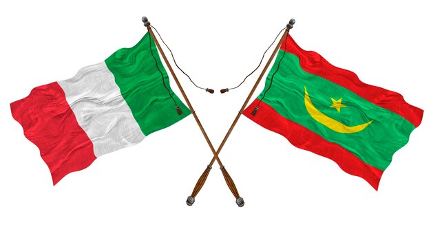 National flag of Mauritania and Italy Background for designers