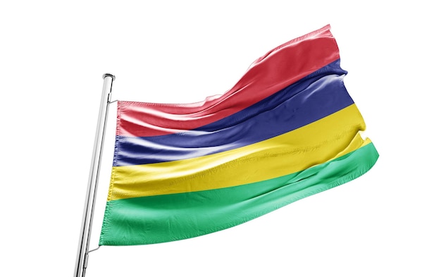 National flag of Mauritius flutters in the wind Wavy Flag Closeup front view