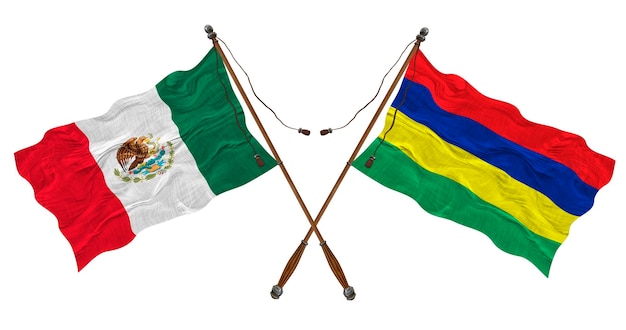 National flag of Mauritius and Mexico Background for designers