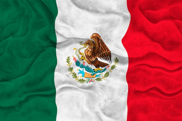 멕시코의 국기와 함께 멕시코 배경의 국기