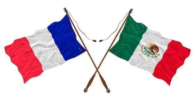 National flag of Mexico and France Background for designers