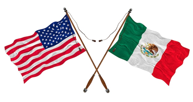 Photo national flag of mexico and united states of america background for designers