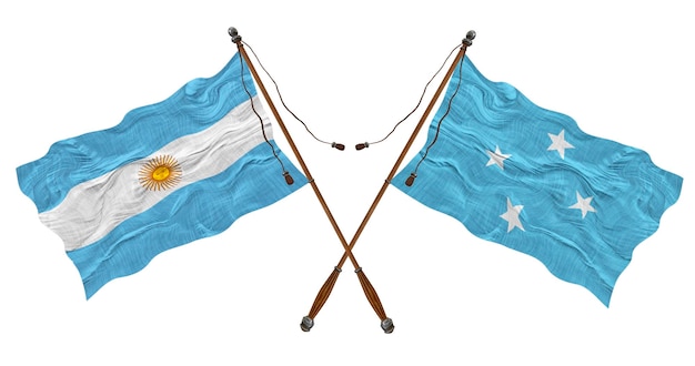 National flag of Micronesia and Argentina Background for designers