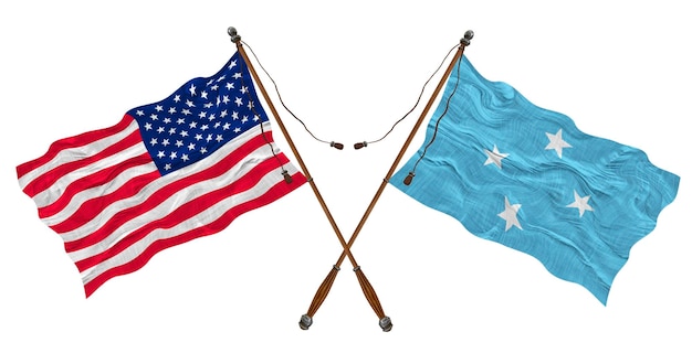 National flag of Micronesia and United States of America Background for designers