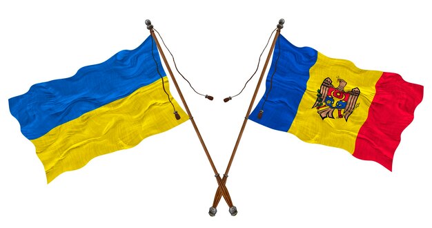 National flag of Moldova and Ukraine Background for designers