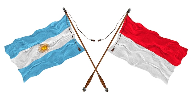 National flag of Monaco and Argentina Background for designers