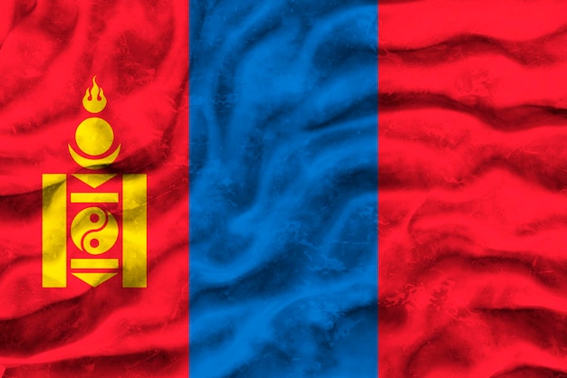 National flag of Mongolia Background with flag of Mongolia