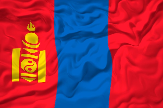 Photo national flag of mongolia background with flag of mongolia