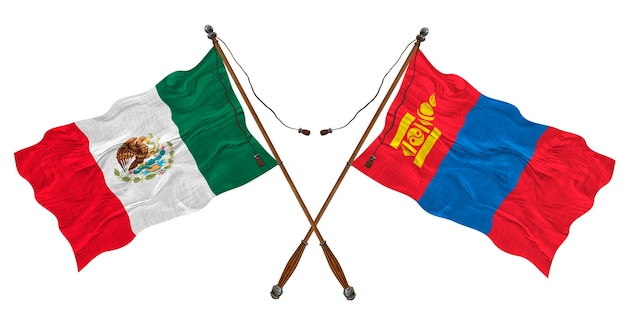 National flag of Mongolia and Mexico Background for designers