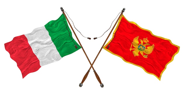 National flag of Montenegro and Italy Background for designers