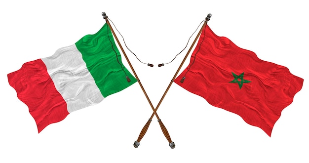 National flag of Morocco and Italy Background for designers