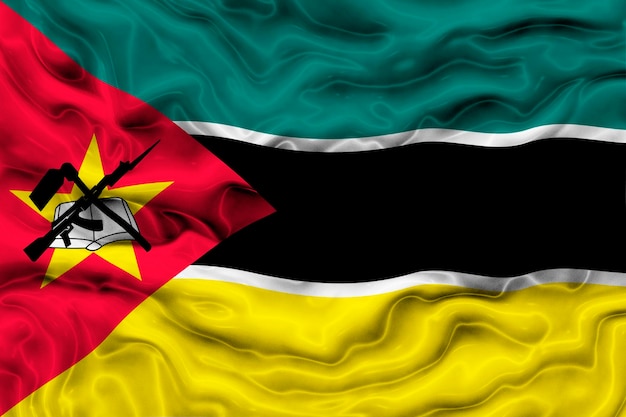 National flag of Mozambique Background with flag of Mozambique