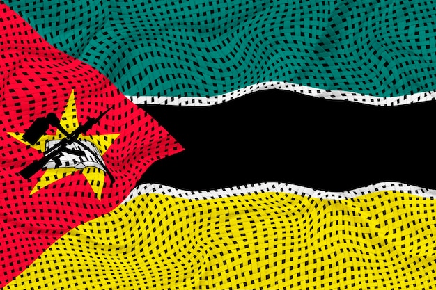모잠비크의 국기와 함께 모잠비크 배경의 국기