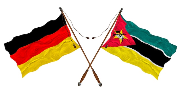 National flag of Mozambique and Germany Background for designers