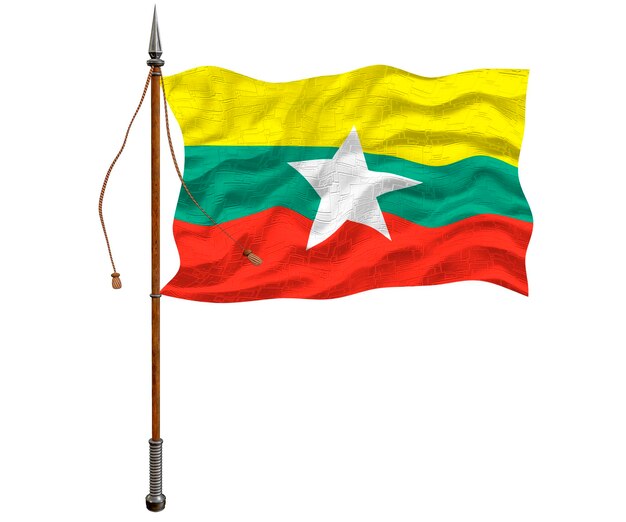 National flag of Myanmar Background with flag o Myanmar