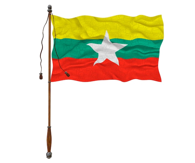 National flag of Myanmar Background with flag o Myanmar