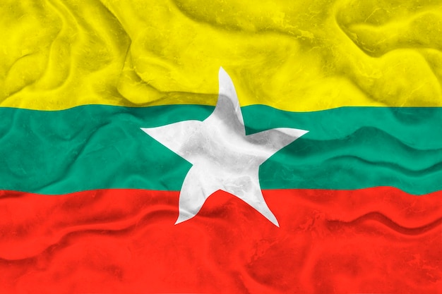 National flag of myanmar background with flag o myanmar