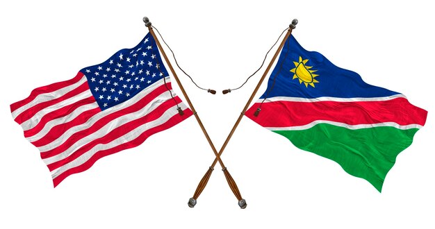 National flag of Namibia and United States of America Background for designers