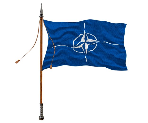 NATO の旗と背景の NATO の国旗