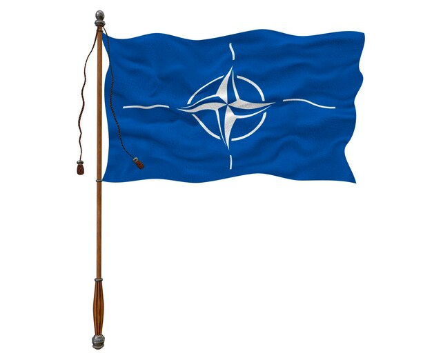 NATO の旗と背景の NATO の国旗