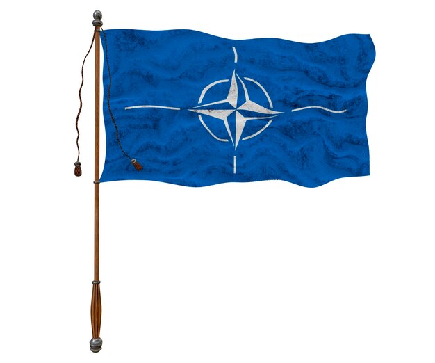 NATO の旗と背景の NATO の国旗