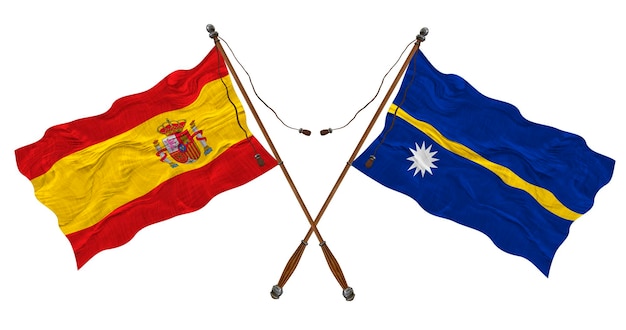 National flag of Nauru and Spain Background for designers