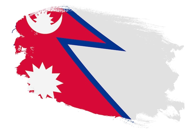 National flag of Nepal on grunge stroke brush textured white background