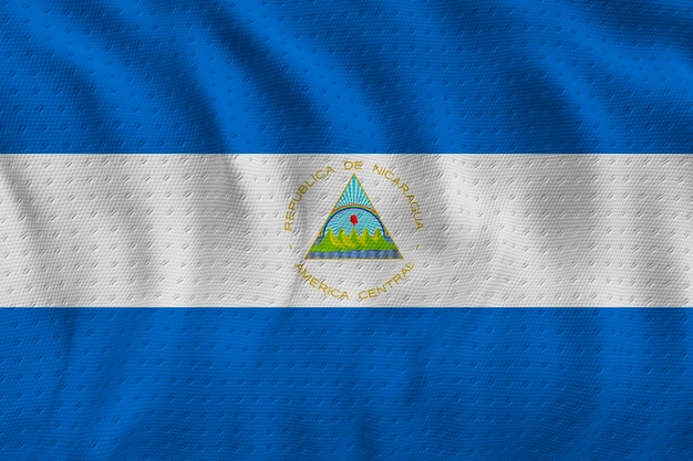 National flag of nicaragua background with flag of nicaragua