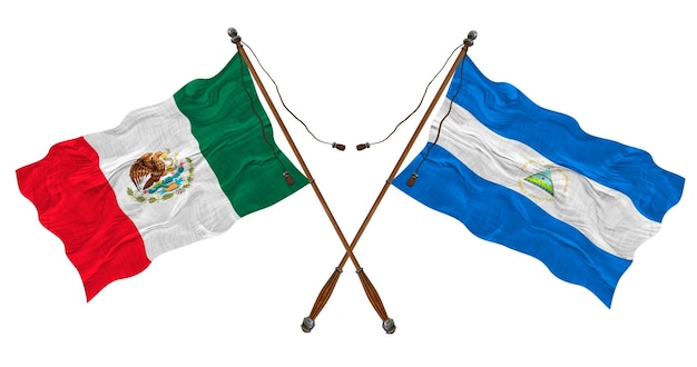 National flag of Nicaragua and Mexico Background for designers