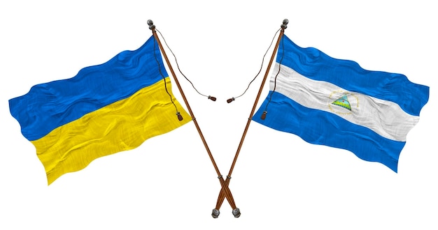 National flag of Nicaragua and Ukraine Background for designers