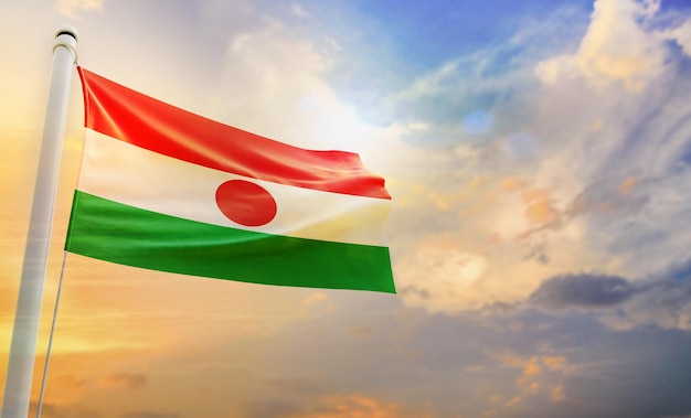 니제르의 국기, 고립 된 3d 흔들며 깃발,