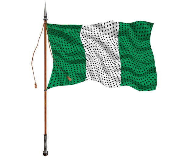 나이지리아의 국기와 함께 나이지리아 배경의 국기